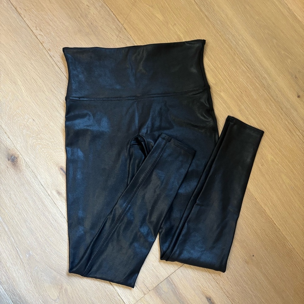 Spanx Faux leather Black High-Waisted Leggings large